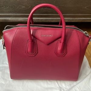 Givenchy Antigona Medium Red Goat Skin Leather Satchel